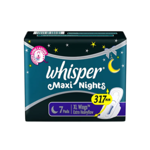 Whisper Maxi Nights Sanitary Pads for Women, XL - 7 Pads