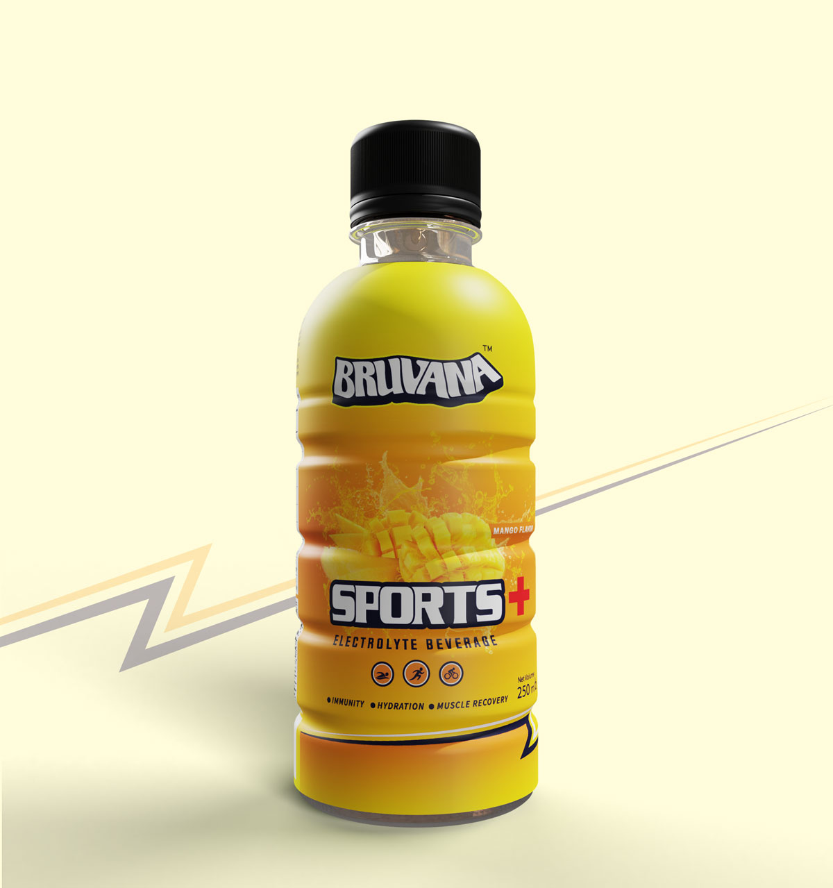 Bruvana Sports+ Electrolyte Beverage (Mango Flavor) - 250ml