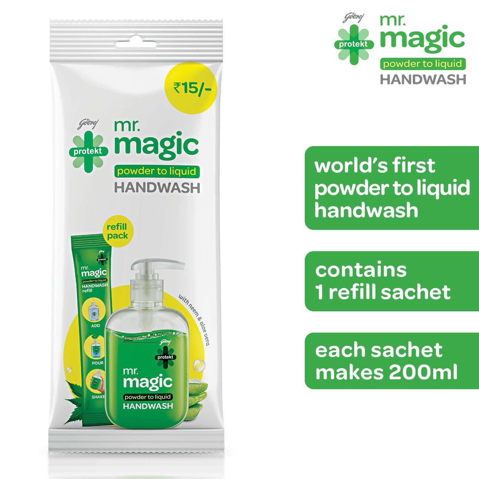 Godrej Protekt Mr. Magic Powder-to-Liquid Handwash Refill - 9g