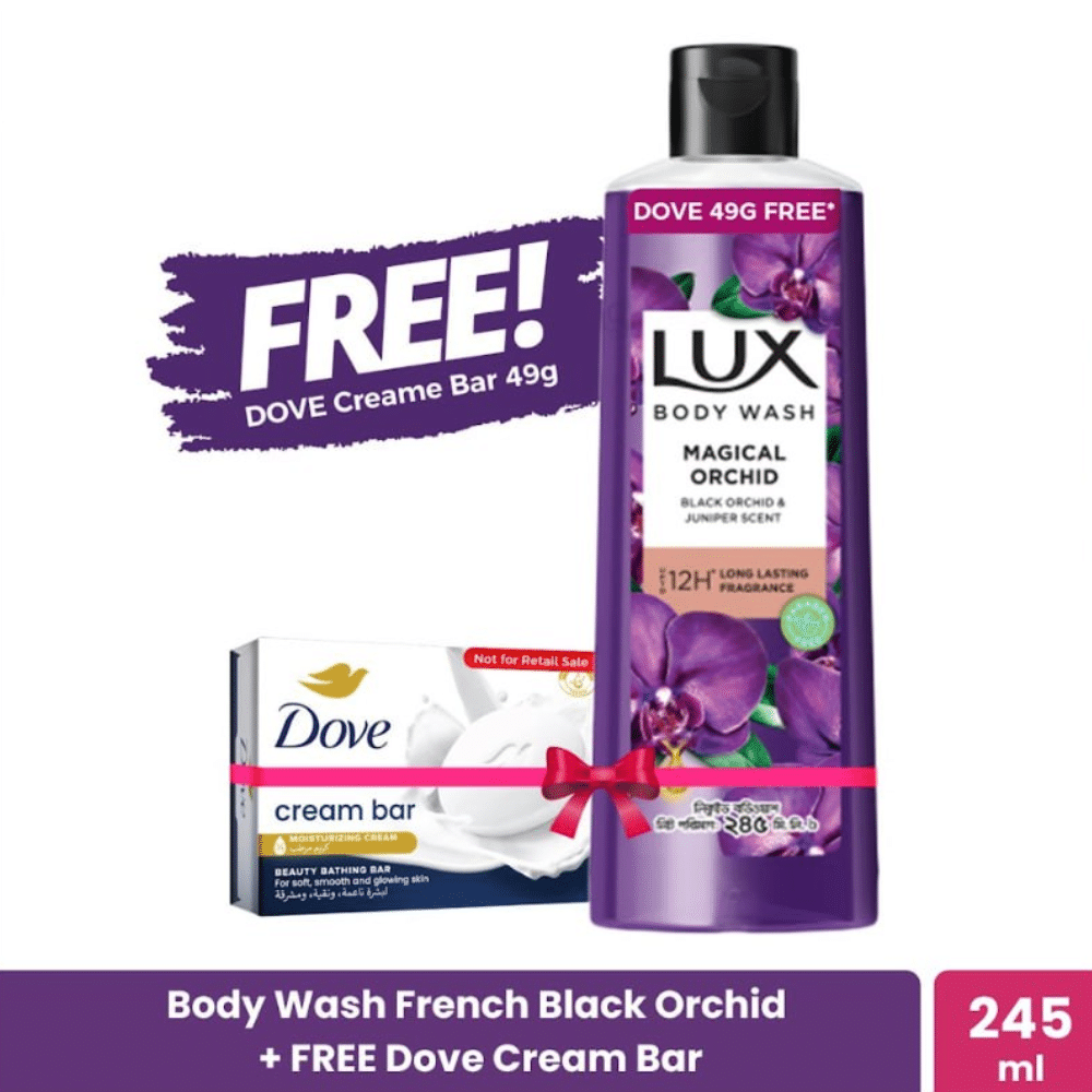 Lux Body Wash Magical Orchid Black Orchid & Juniper Count - 245ml (Free Dove)