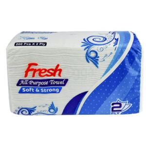 Fresh All Purpose Towels Tissue Soft & Strong 7.87"x 8.26"- 200pcs x 2ply