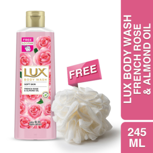 Lux Body Wash Body Wash Soft Rose French Rose & Almond Oil - 245ml (Free Loofah))