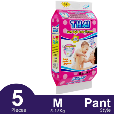 Thai Baby Diapers (Pant 5-15 Kg) - 5Pcs (M)