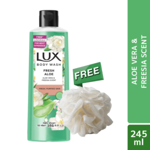 Lux Body Wash Freesia Scent & Aloe Vera - 245ml (Free Loofah)
