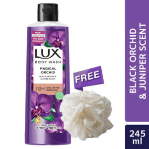 Lux Body Wash Magical Orchid Black Orchid & Juniper Count - 245ml (Free Loofah)